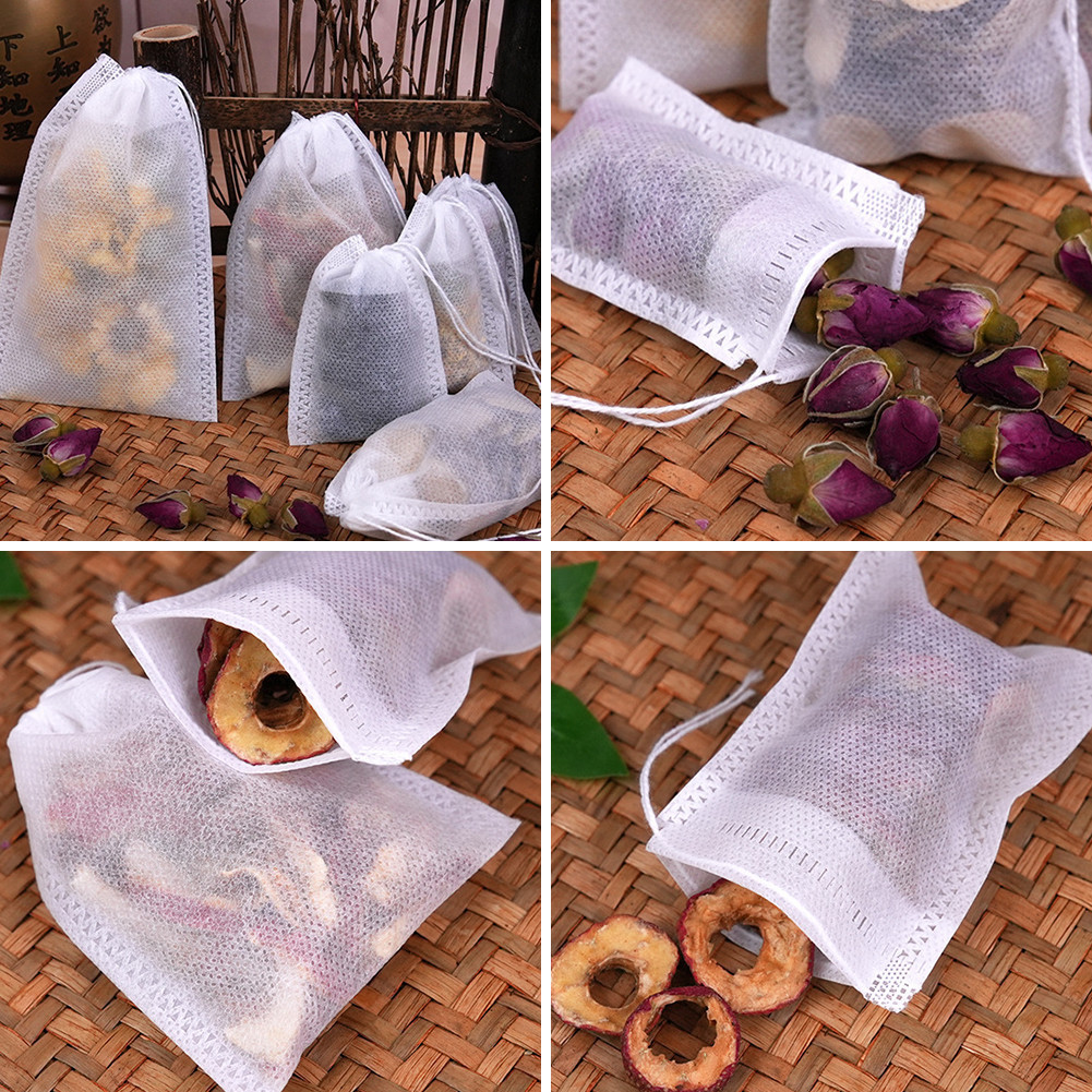 100Pcs/Bag Filter and Brew Coffee Tea Bag Drawstring Empty Teabags ...