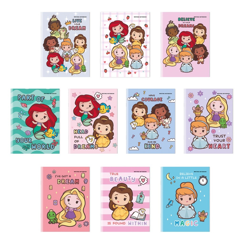 Set of 10 Orions Disney Princess Chibi Writing Notebook 80 Leaves ...