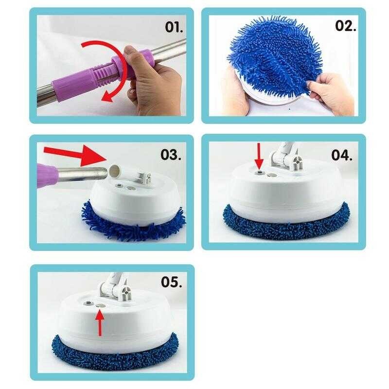Round J05 Electric Spin Mop 180-Degree Rotation Floor Cleaner Hine ...