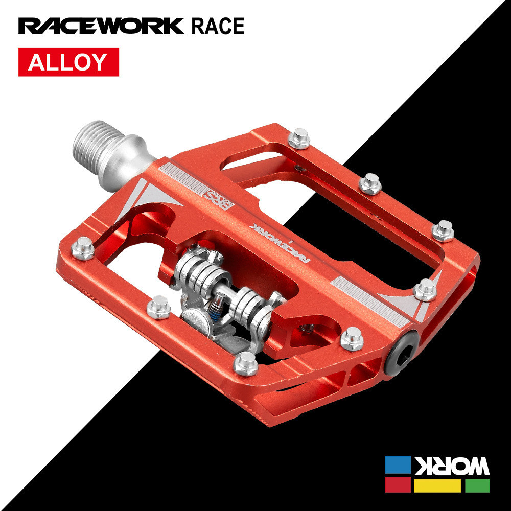 RACEWORK MTB SPD Lock Pedals Mountain Bike Flat Pedal Aluminum Alloy ...
