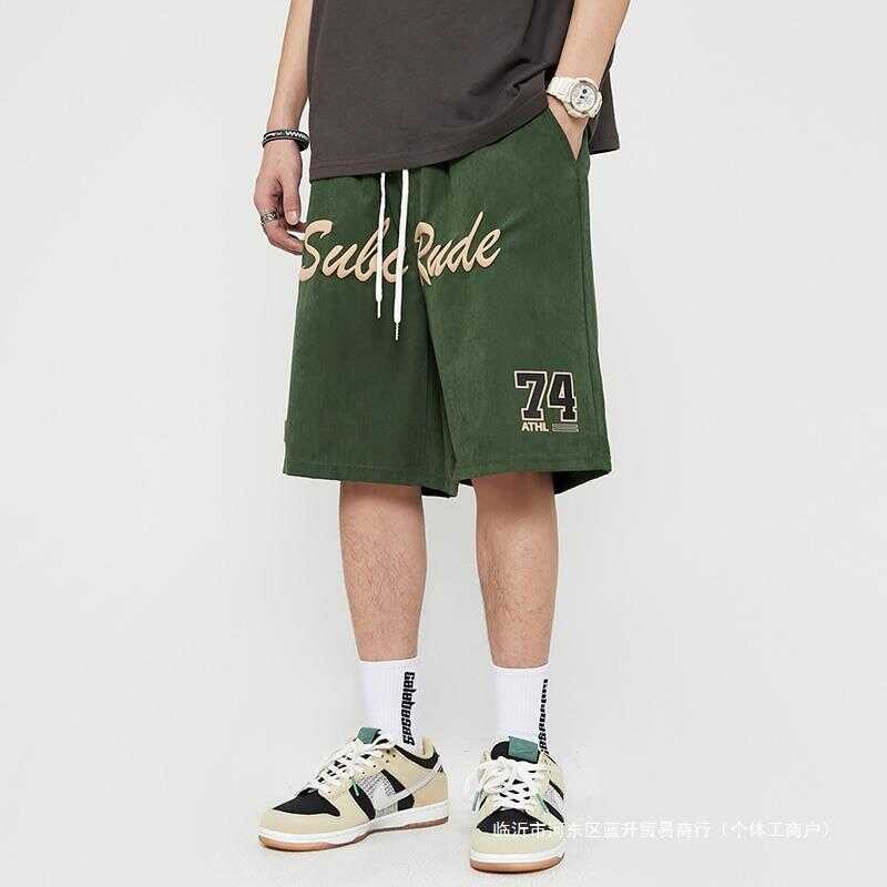 A9 2024 New Trendy High Street Alphabet Foam Straight Wide Leg Shorts