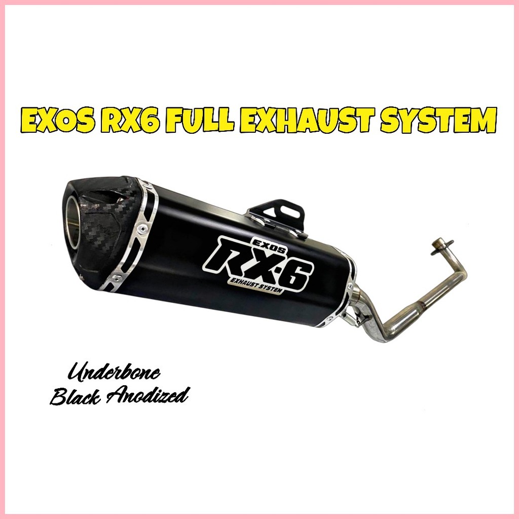 EXOS RX6 FULL EXHAUST SYSTEM for UNDERBONE (BLACK) | Shopee Philippines