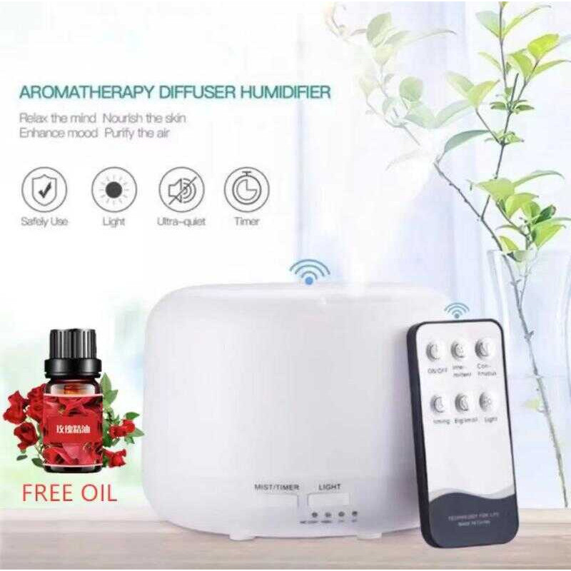 500Ml Essential Oil Diffuser Cool Mist Humidifier With Remote Control ...