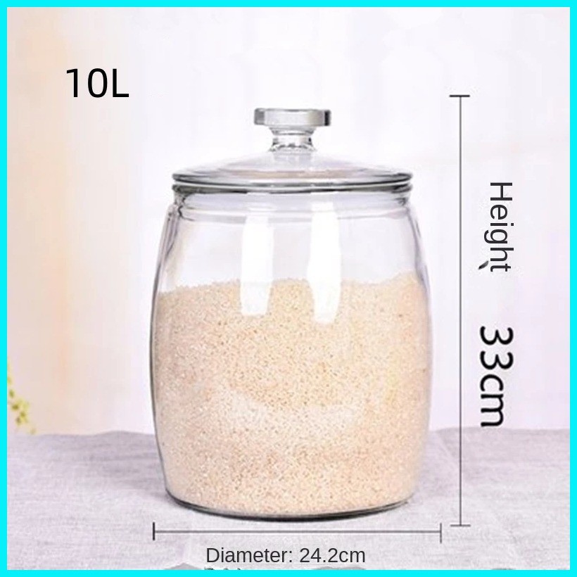 glass rice dispenser 10 kilos/10kg rice storage container airtight ...