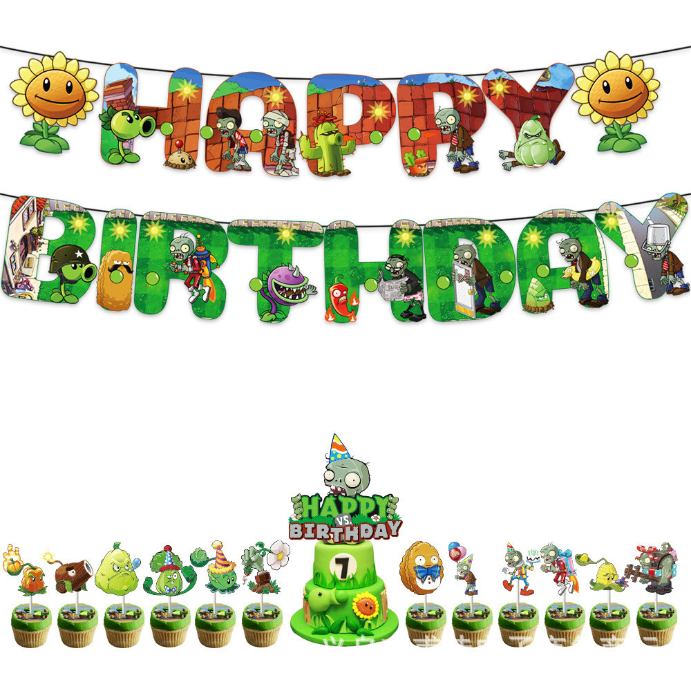 Cartoon Plant VS Zombies Theme Balloons Party Supplies Monster Birthday ...