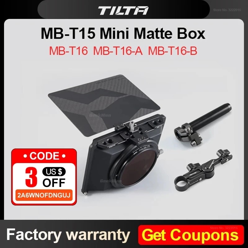 Tilta MBT15 4*5.65 Lightweight Matte Box for DSLR Cameras BMPCC 4K Tiltaing Lens Hood ClampOn
