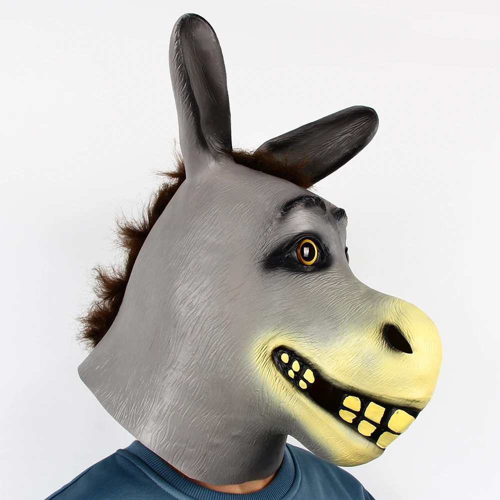 § Animal Shrek Mask Novelty Funny Donkey Horse Head Mas Latex Full Face