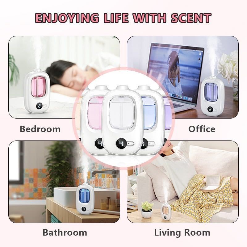 Digital Display Aroma Diffuser Rechargeable Air Purifie Automatic ...