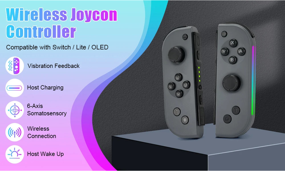 JoyPad Switch Controller Lateral Luminescence Joy Cons L/R Compatible ...