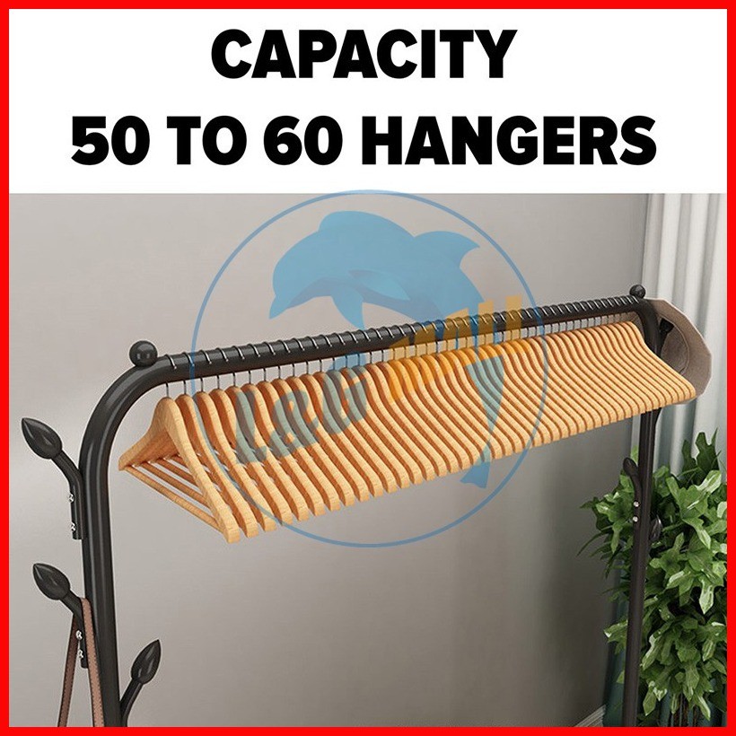 Single & Double Pole Clothes Rack Floor Coat Rack Drying Rack | Shopee ...