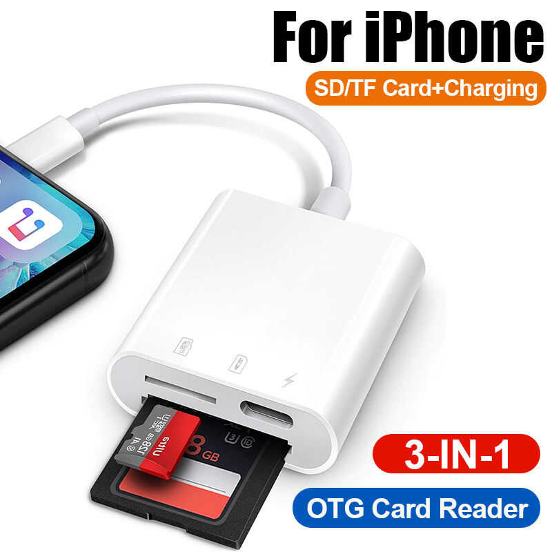 Apple Memory Adapter Lighing To SD Card Reader With Charging Ports ...