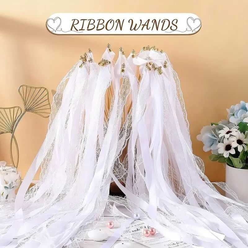 10/20/50Pcs White Ribbon Magic Wand Fairy Wedding On The Whirl Lace ...