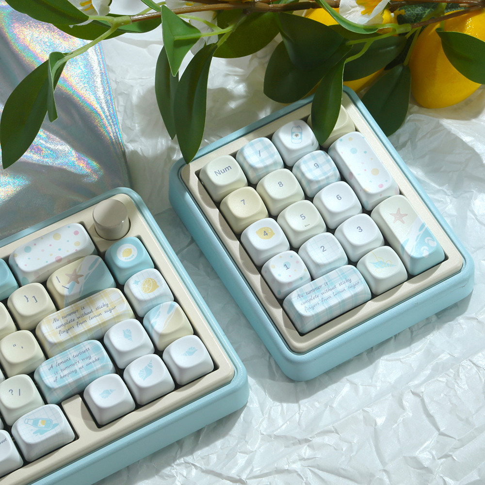 Lemon Summer Keycap MOA Height PBT Heat Sublimation Milk Blue Cute Girl ...