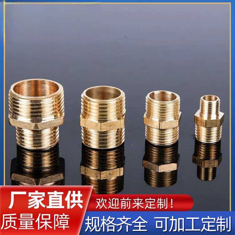 All-Copper Double Male Thread Adapter Reducer Straight Connector 1/8