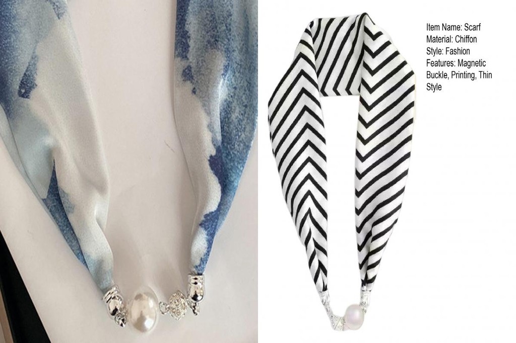 PEARL MAGNETIC SCARF - ORANGE & BLUE COMBO