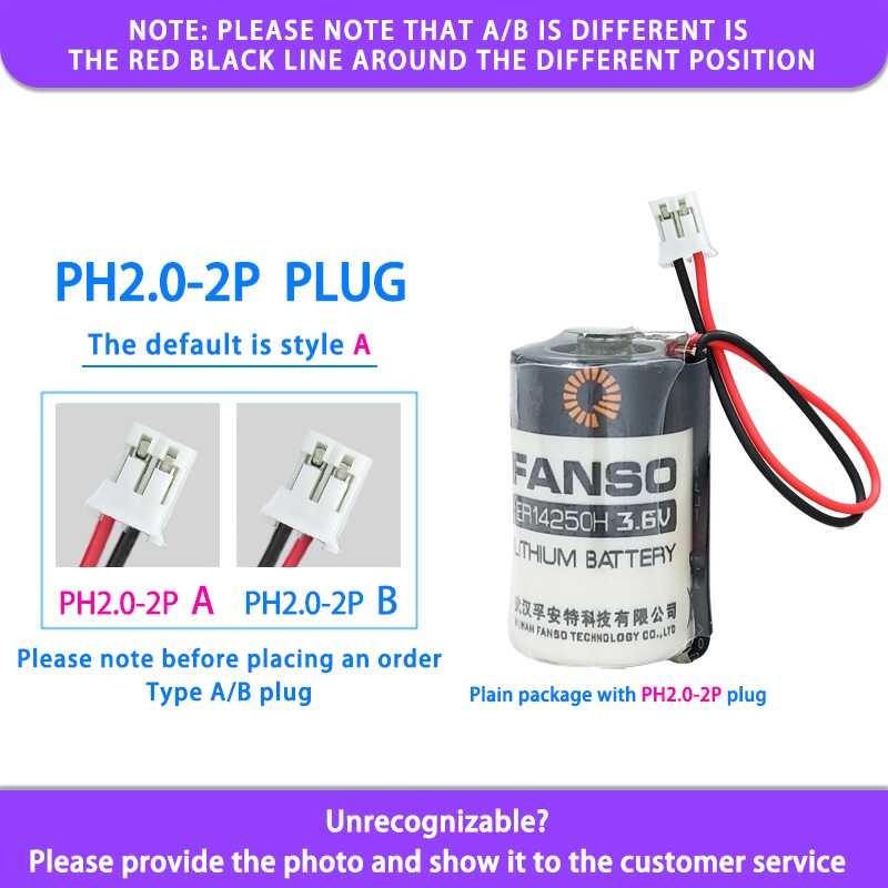 Er14250h FANSO Idagdag Ph2.02P Plug Disposable Lithium Battery 3.6V