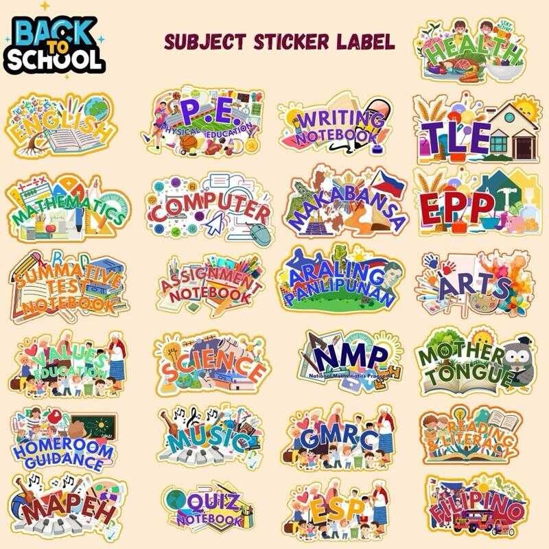 BACK TO School: OUTLINED - CUT OUT STICKER SUBJECT LABEL (Pre-Cut ...