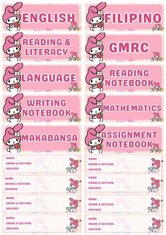 KUROMI MELODY HELLO KITTY Sanrio Subject Sticker For Grade School ...