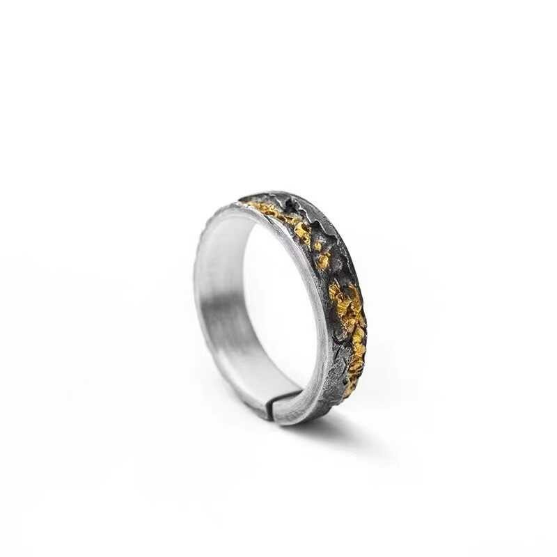 Ring Creative Men's Pure Silver Gold Plated Non-Fading Ring Light ...