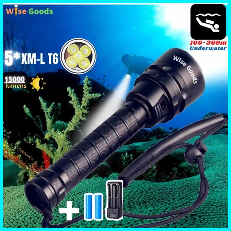 LED Waterproof Rechargeable Flashlight Scuba Diving | Shopee Philippines