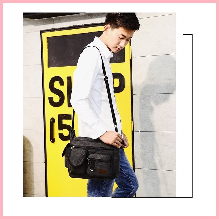 Korean Canvas Travel Crossbody bag Business Men s Casual Shoulder bag 053