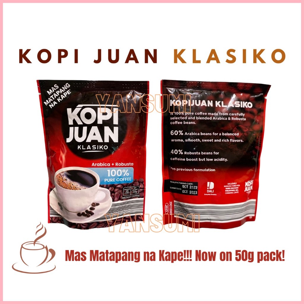 KOPI JUAN KLASIKO Arabica + Robusta Keto Friendly Gluten Free 100
