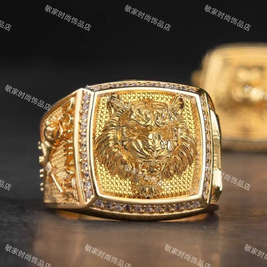 COD Tiger Head Men's Gold Color Domineering Copper Mixed ...