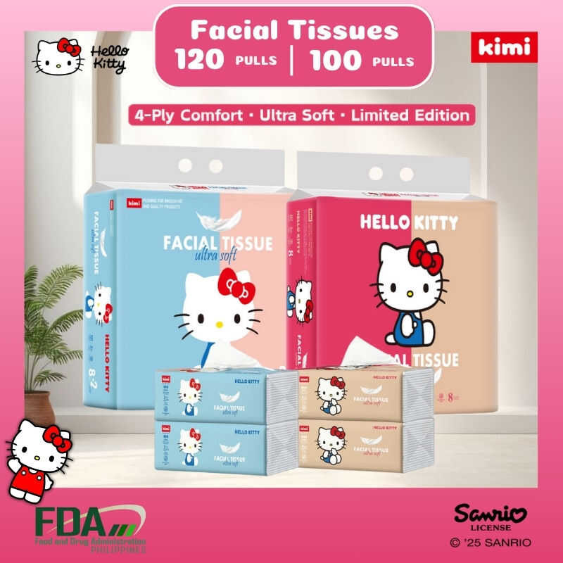 Hello Kitty Baby Facial Tissues 4-Ply 8 100 & 3-Ply 10 Packs X 120 ...