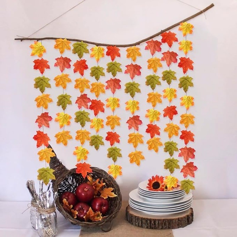 50/100PCS Artificial Maple Leaves Fake Fall Maple Leaf Silk Autumn Leaf ...