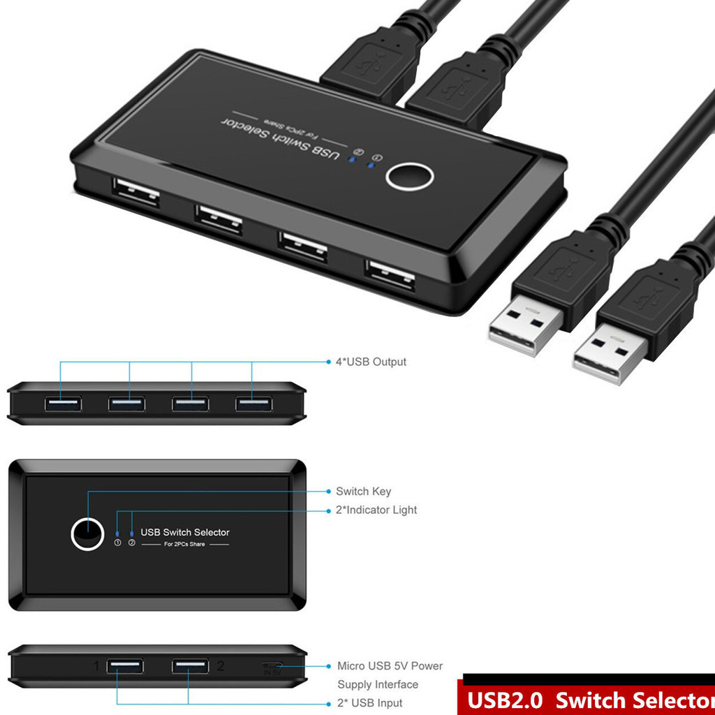 Printer Sharing Device usb2.0 Two-In Four-Out Splitter Two Computer ...