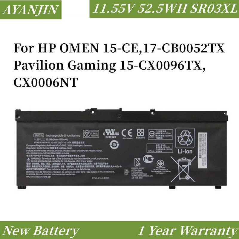 11.55V 52.5Wh Sr03xl L08934-2B1 L08855-855 Laptop Battery For HP OMEN ...