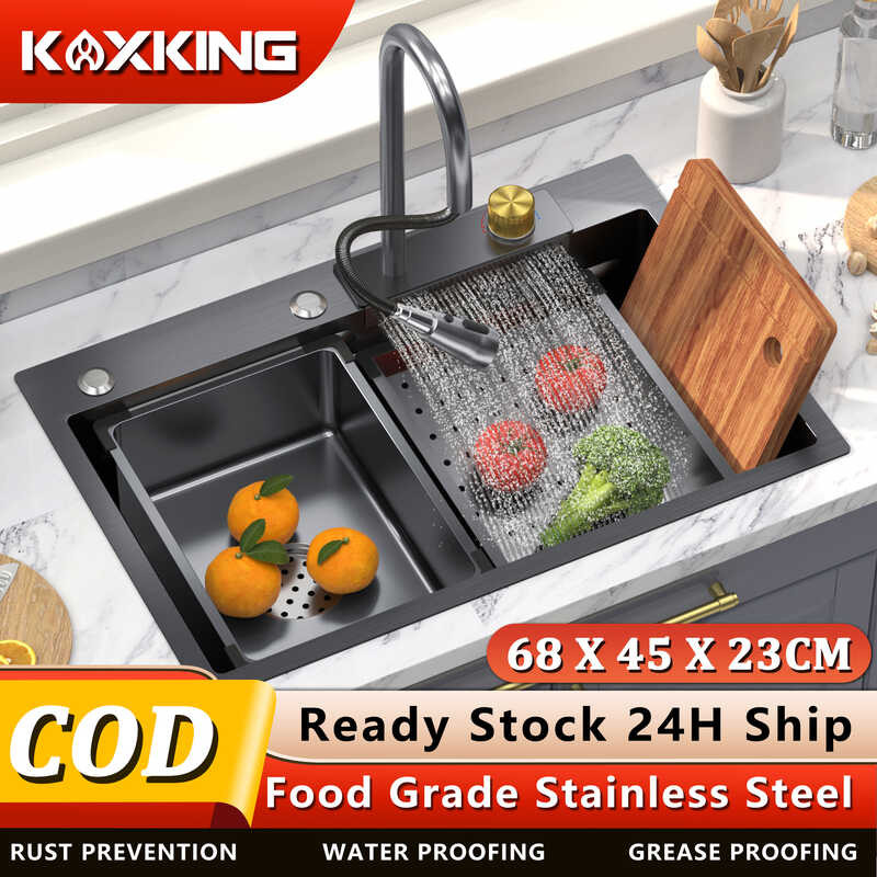 Lababo KOXKING Walang Stainless Kitchen Bar Sink, Black Drop-In ...