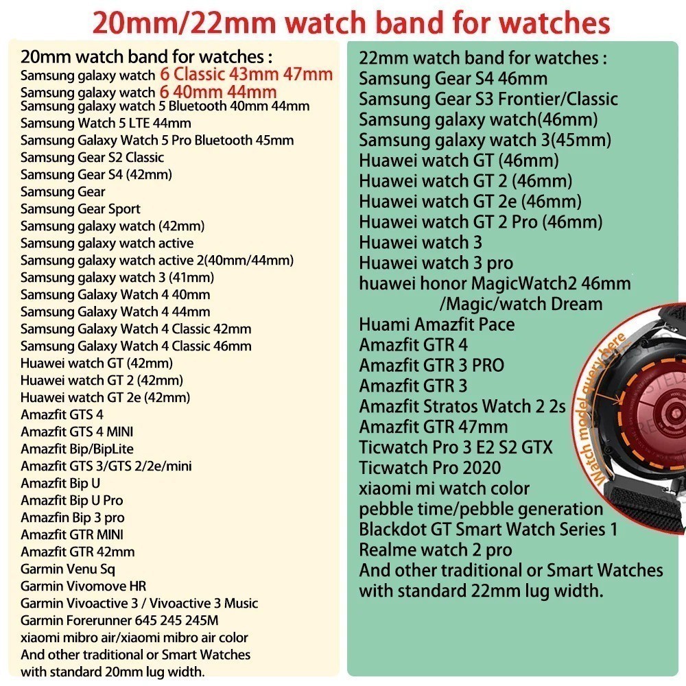 20mm 22mm Sports Silicone Strap for Samsung Galaxy Watch 7/6/5/4 40