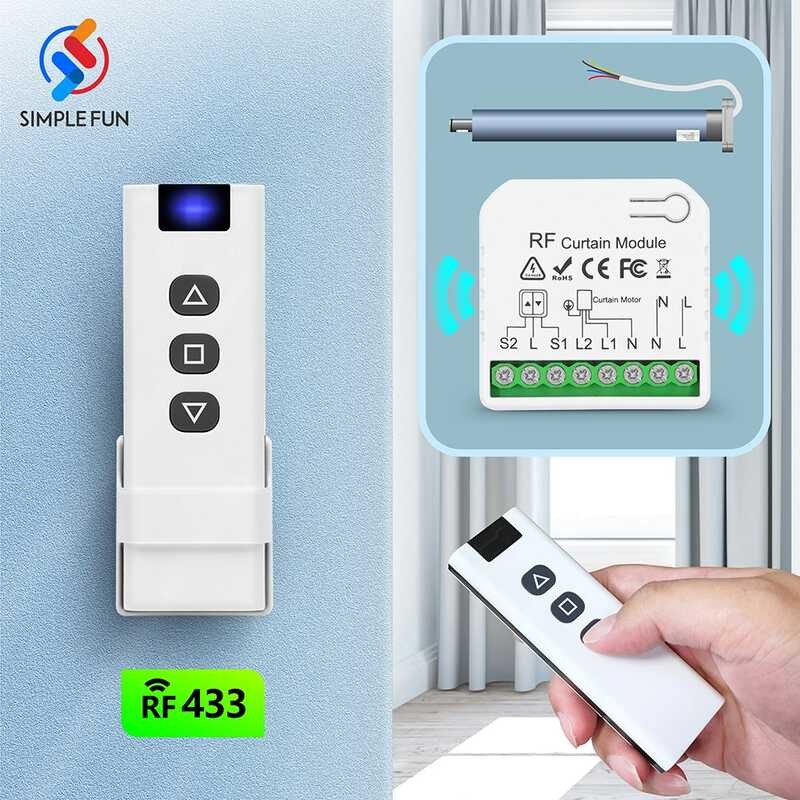 433Mhz Wireless Curtain Switch 110V 220V 16A RF Receiver,60 M Remote ...