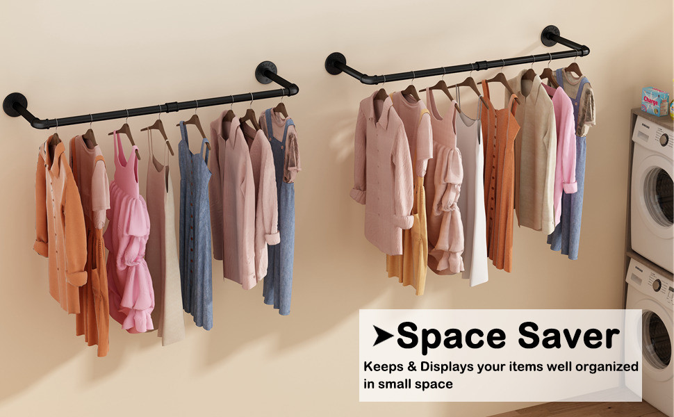 Metal Wall Mounted Clothes Rack Detachable Multi-Purpose Hanging ...