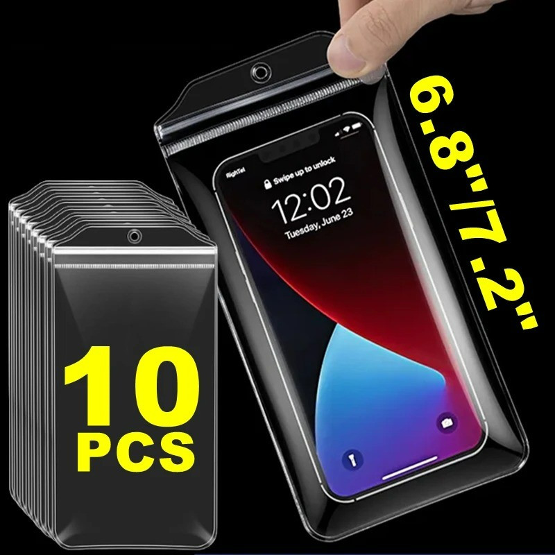 10Pcs Phone Waterproof Pouch - Transparent Protective Case - Touchable ... - Touch Id Water Phone Case