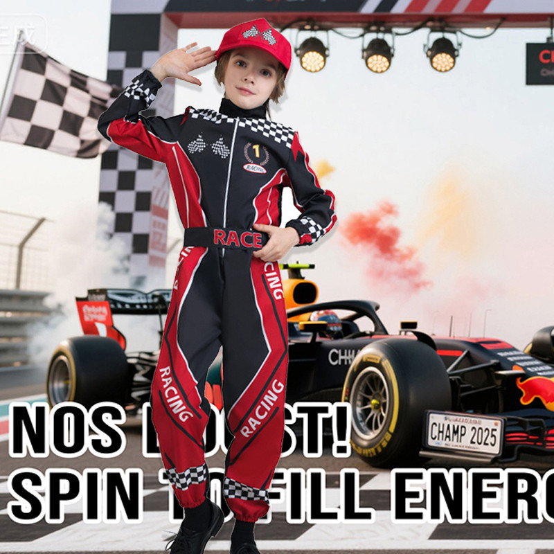 Car Racing Costume for Kids Boys Racer Jumpsuit With Cap career Dress ...