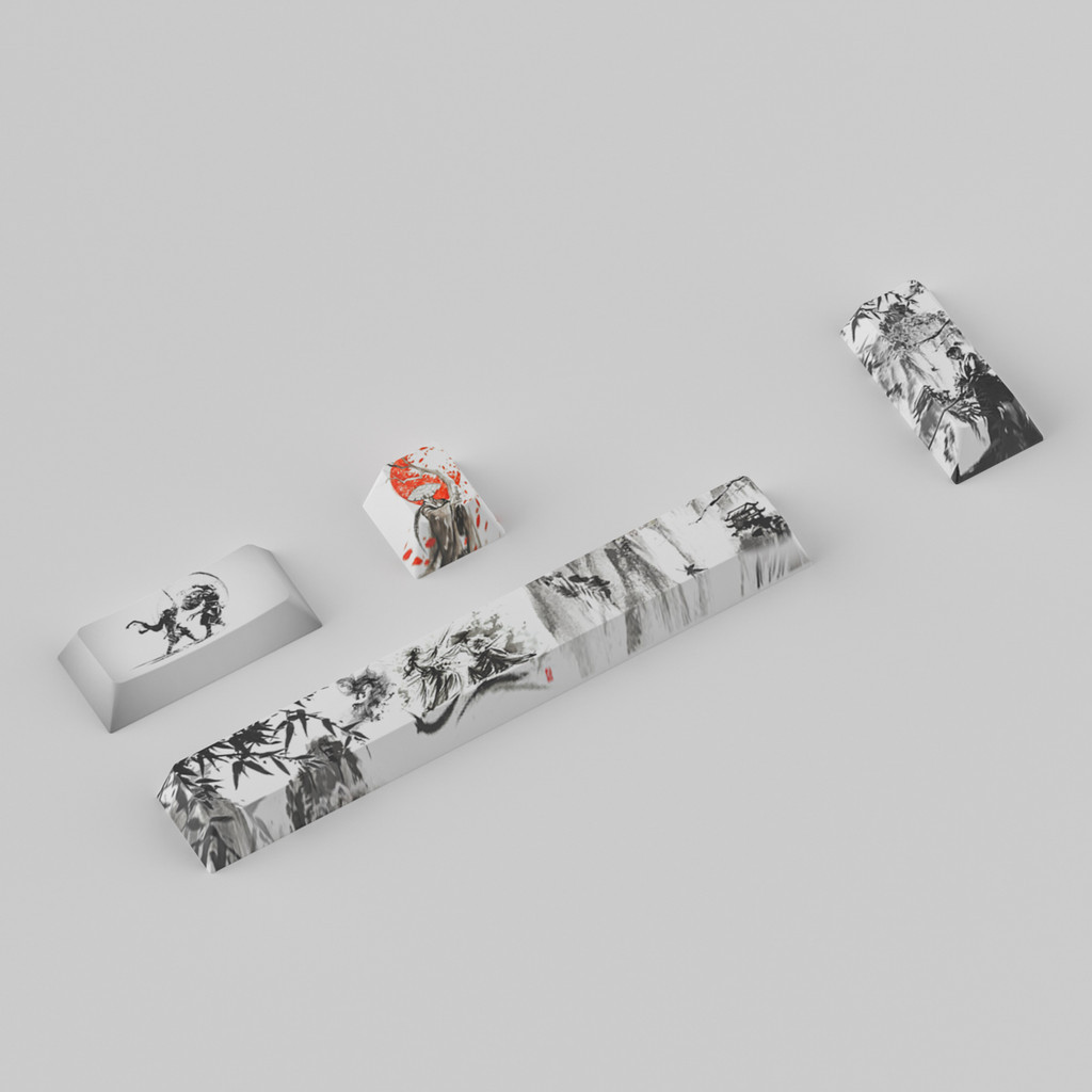4pcs SAMURAI Keycaps PBT Cherry Profile Dye-Sublimation 6.25u Space Bar ...