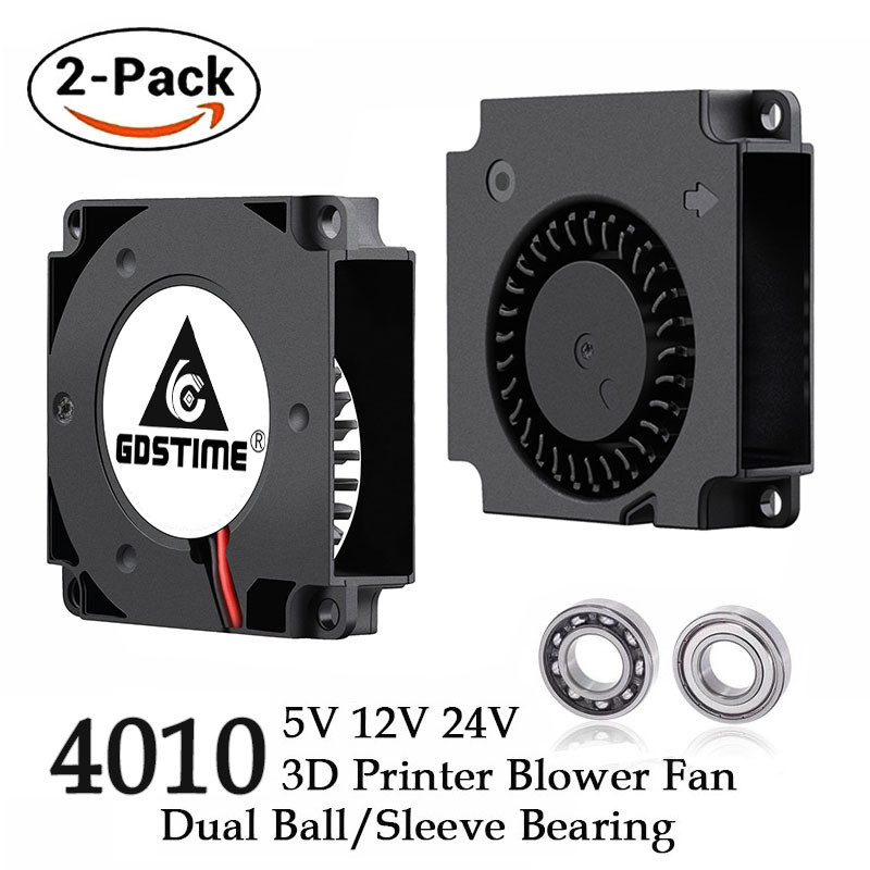2PCS Gdstime 40mm 3D Printer Fan 12V 24V 5V 4010 Blower Printer Cook ...