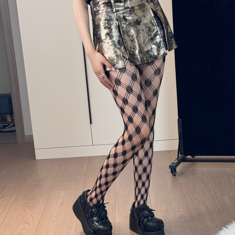 Diamond Type Lattice Fishnet Stockings Pantyhose for Punk Grid Jumpsuit ...