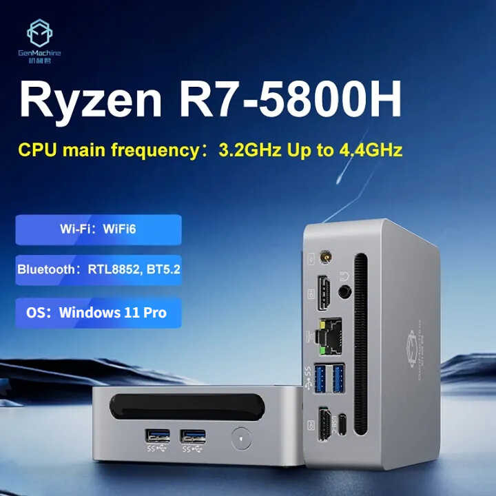 Genhine AMD Ryzen 7 5800H PC TDP 54W Windows11 8 Cores 16 Threads WiFi6 ...