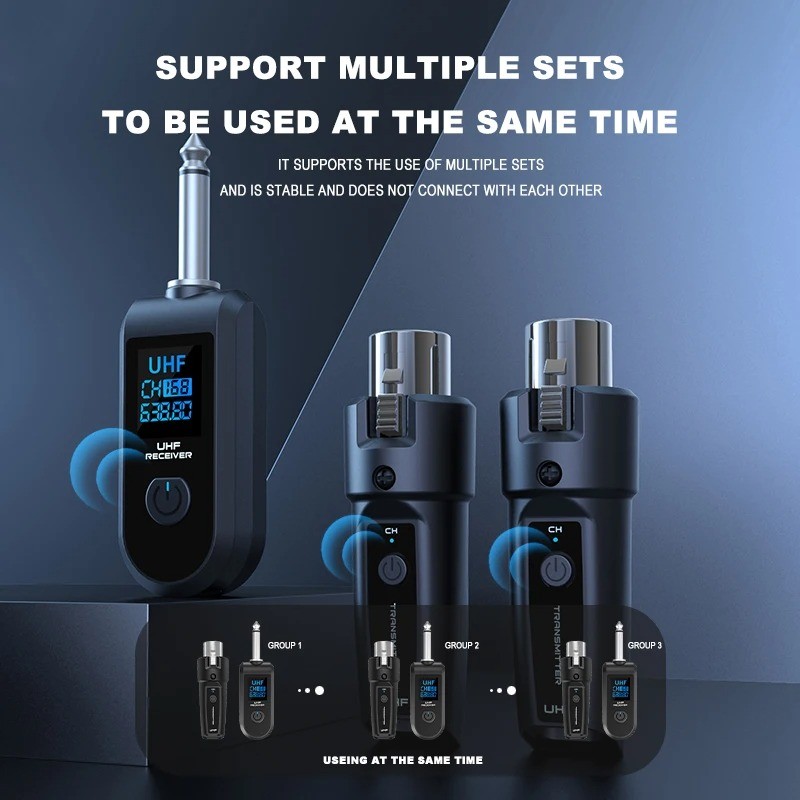 UHF Wireless Microphone Converter XLR Transmitter Receiver Microphone Wireless System For Dynamic Microphone 640 690mhz