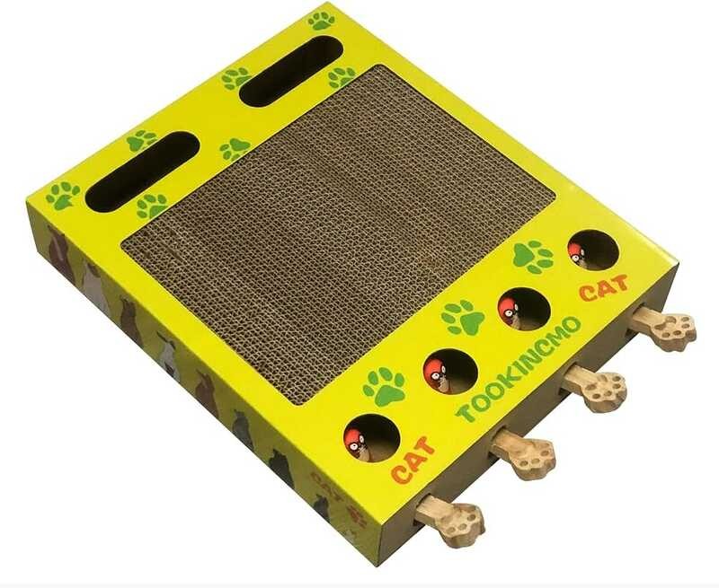 Updated Enrichment 4 in 1 Box with Whack A Mole Toy,Cat Spring Toy