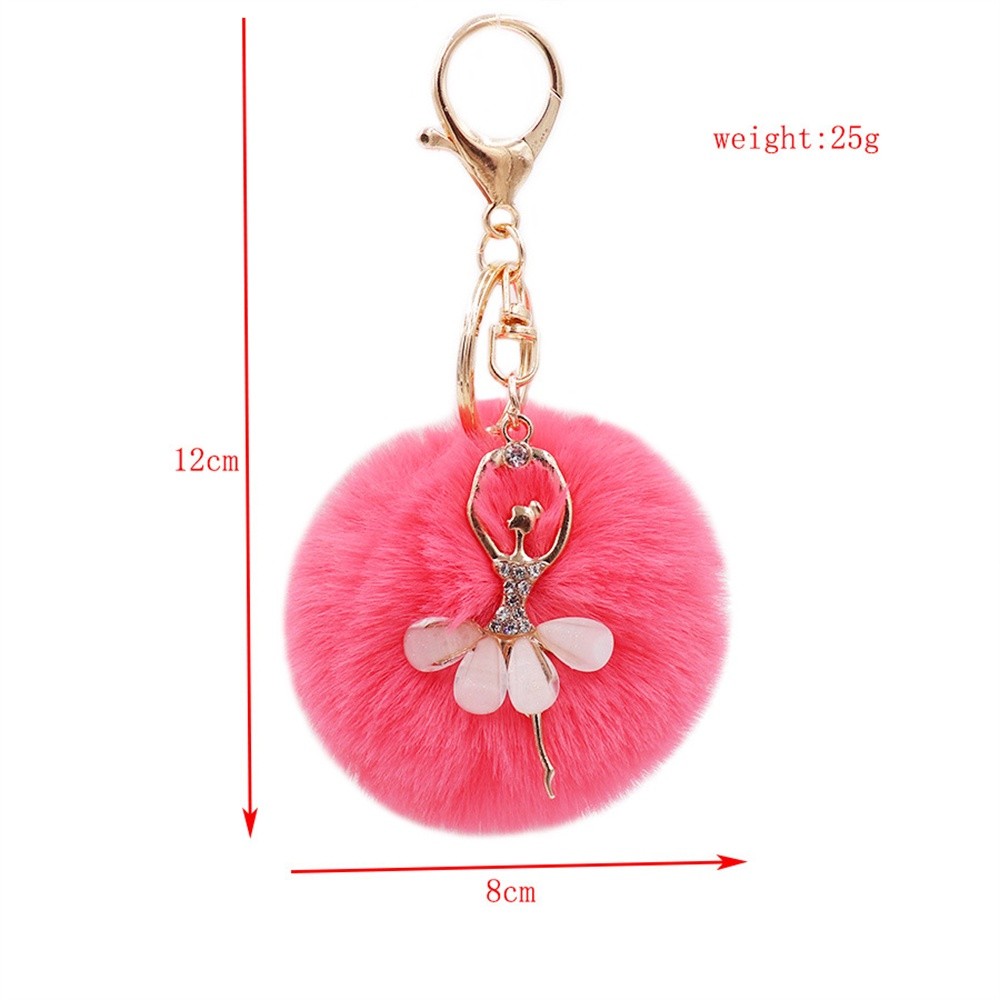 Sweet Pompom Ballerina Keychains Luxury Rhinestone Ballet Girl Keyrings ...