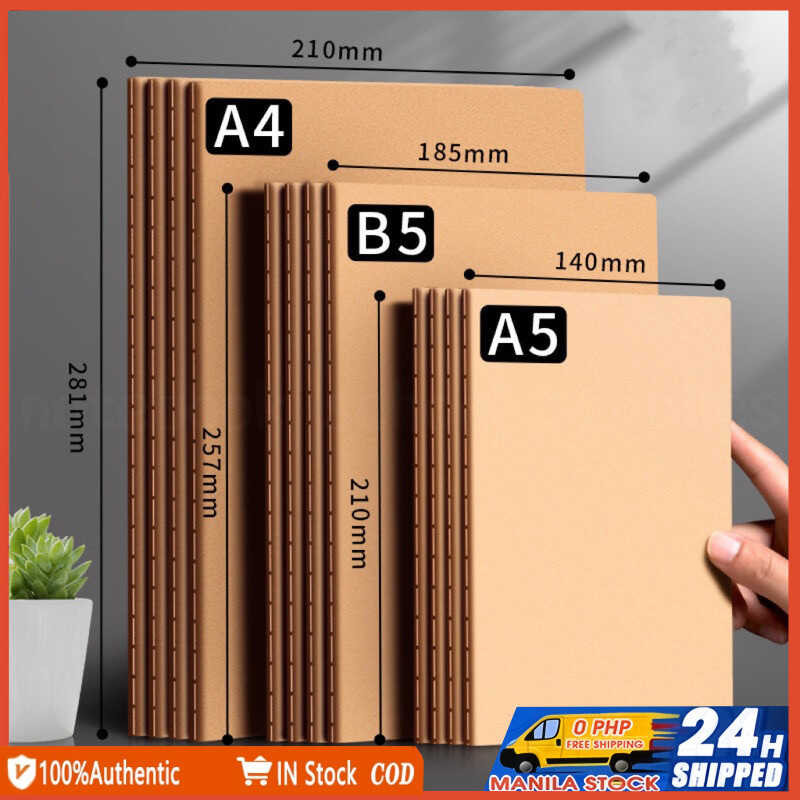 36Sheets A4/A5/B5 Lined Notebook Kraft Cover Journal Notepad Stationery ...