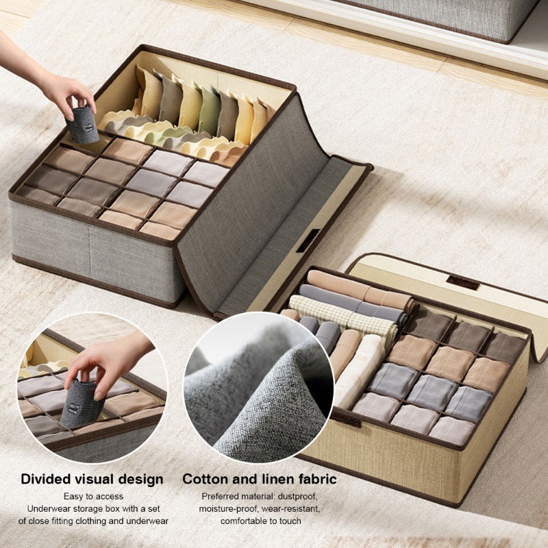 17 Grids Divided Drawer Clothes Storage Box Organizer Foldable Storage ...