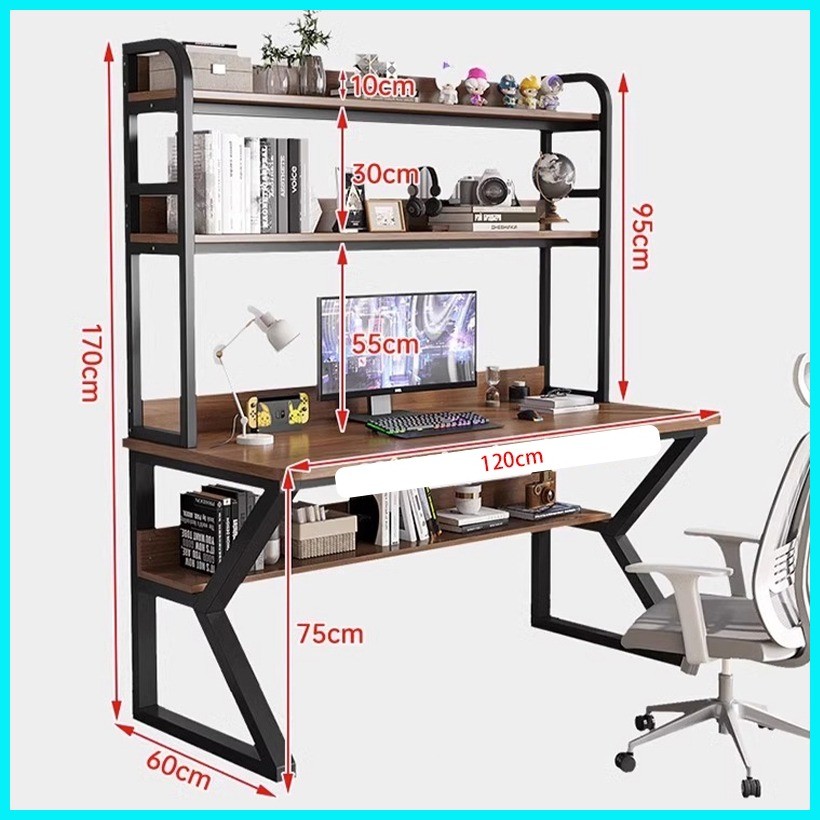 Computer desk, desktop computer desk, home desk, bookshelf integrated ...