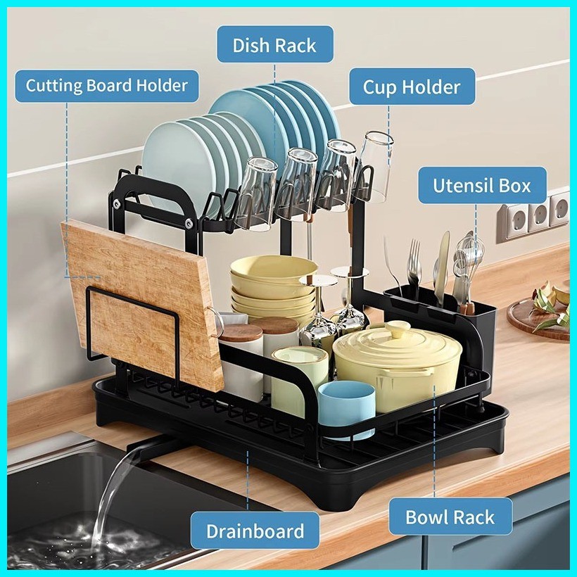 Kitchen Sink Storage Rack Countertops Chopsticks Tableware Dish Drain ...