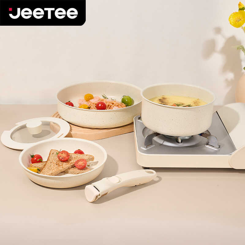 3 JEETEE PCS Detachable-Handle Non-Stick Induction Cookware Removable ...