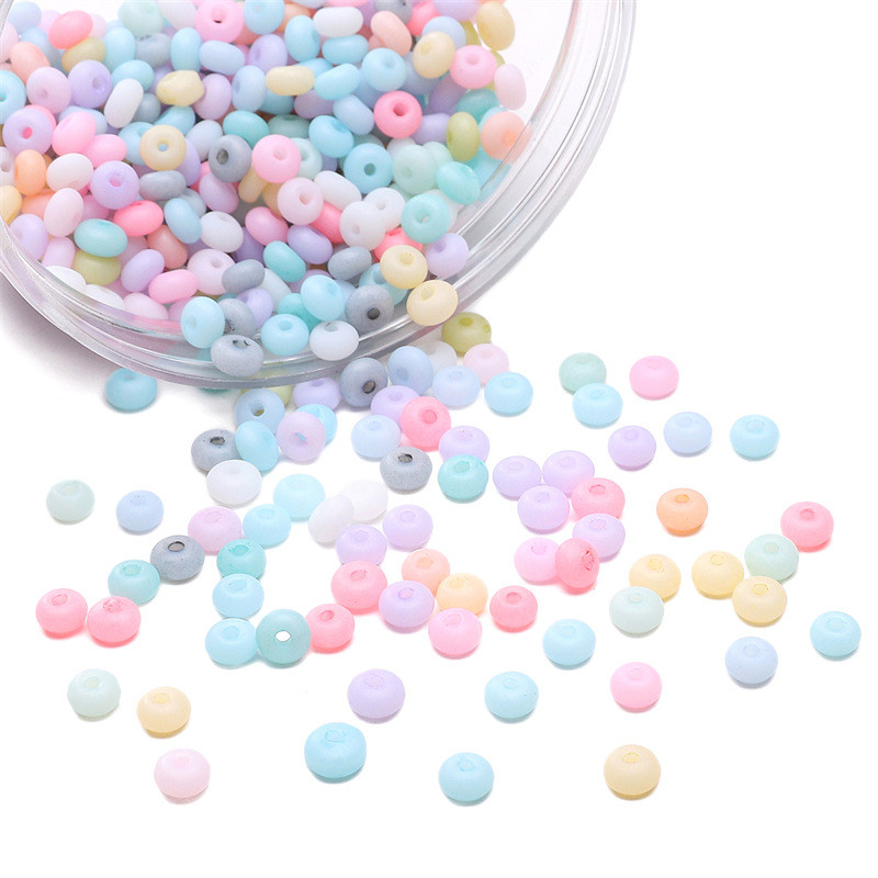 3x6mm glass frosted mineral macaron color abacus beads millet scattered ...